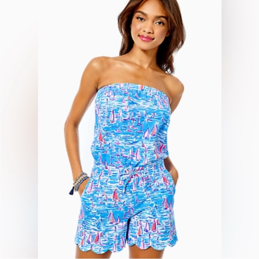 Lilly Pulitzer Blue and Pink Paisley One Piece Romper